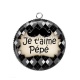 Pendentif Cabochon Argent - je t'aime pépé