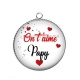 Pendentif Cabochon Argent - on t'aime papy