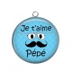Pendentif Cabochon Argent - je t'aime pépé