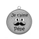 Pendentif Cabochon Argent - je t'aime pépé