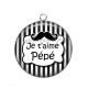 Pendentif Cabochon Argent - je t'aime pépé