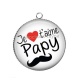 Pendentif Cabochon Argent - je t'aime papy