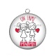 Pendentif Cabochon Argent - on t'aime papy