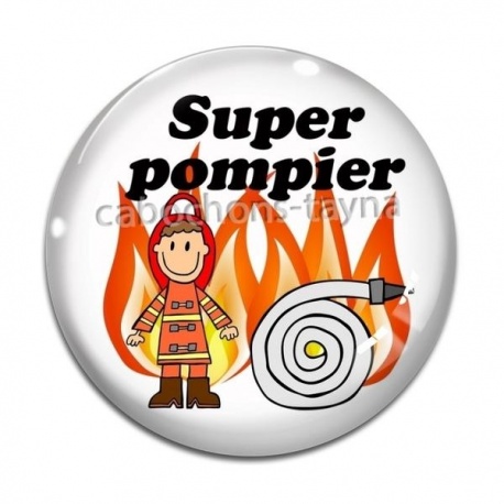 Cabochon Verre - super pompier