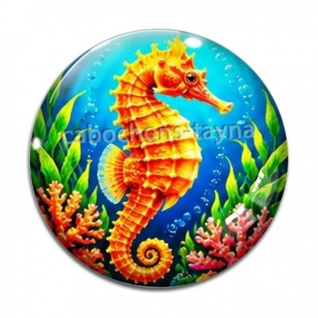 Cabochon Verre - hippocampe