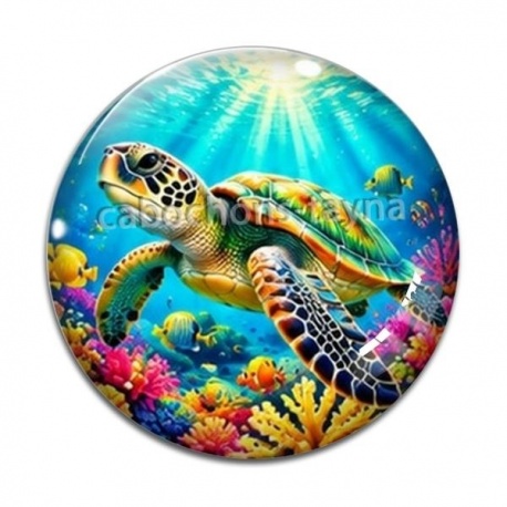Cabochon Verre - tortue de mer
