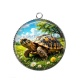 Pendentif Cabochon Argent - tortue de terre