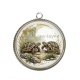 Pendentif Cabochon Argent - tortue de terre