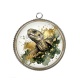 Pendentif Cabochon Argent - tortue de terre