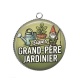 Pendentif Cabochon Argent - super grand père jardinier