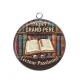 Pendentif Cabochon Argent - super grand père lecteur passionné