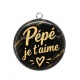 Pendentif Cabochon Argent - pépé je t'aime