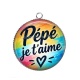 Pendentif Cabochon Argent - pépé je t'aime