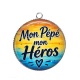 Pendentif Cabochon Argent - mon pépé mon héros
