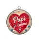 Pendentif Cabochon Argent - papi je t'aime