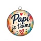 Pendentif Cabochon Argent - papi je t'aime
