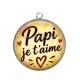 Pendentif Cabochon Argent - papi je t'aime