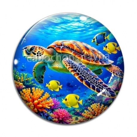 Cabochon Verre - tortue de mer