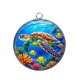 Pendentif Cabochon Argent - tortue de mer