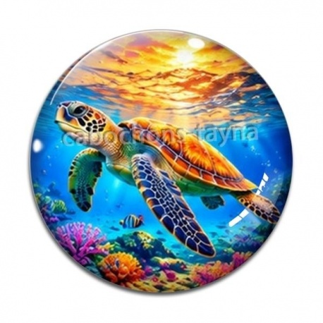 Cabochon Verre - tortue de mer