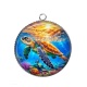 Pendentif Cabochon Argent - tortue de mer