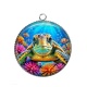 Pendentif Cabochon Argent - tortue de mer