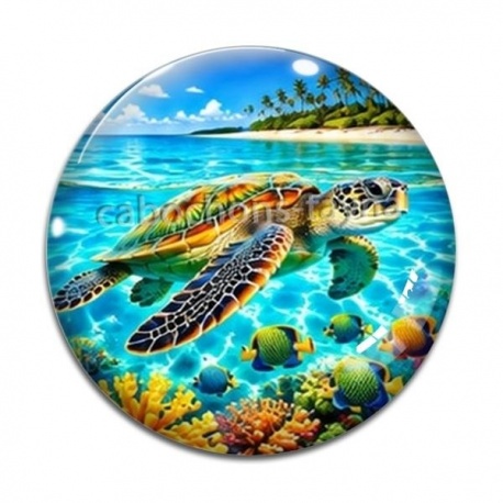 Cabochon Verre - tortue de mer