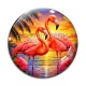 Cabochon Verre - flamant rose