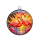 Pendentif Cabochon Argent - flamant rose