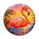 Cabochon Verre - flamant rose