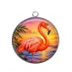 Pendentif Cabochon Argent - flamant rose