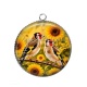 Pendentif Cabochon Argent - oiseaux