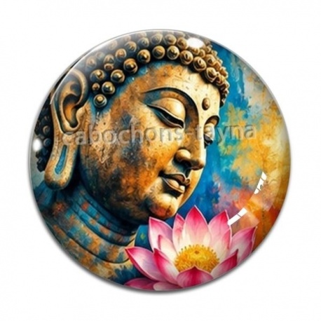 Cabochon Verre - bouddha méditation
