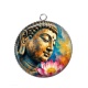Pendentif Cabochon Argent - bouddha méditation