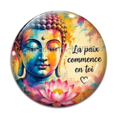 Cabochon Verre - méditation La paix commence en toi 