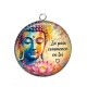 Pendentif Cabochon Argent - méditation La paix commence en toi 