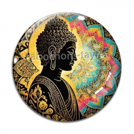 Cabochon Verre - bouddha méditation