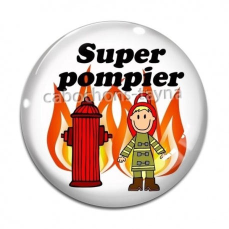 Cabochon Verre - super pompier