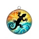 Pendentif Cabochon Argent - salamandre