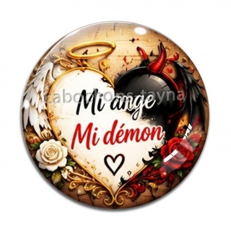 Cabochon Verre - mi ange mi démon