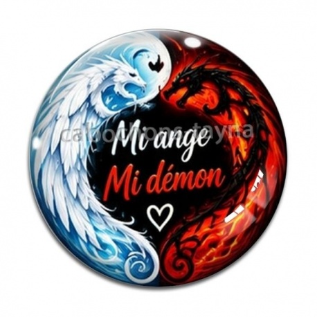Cabochon Verre - mi ange mi démon