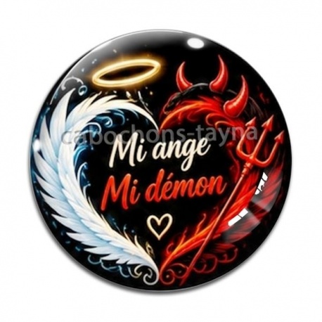 Cabochon Verre - mi ange mi démon