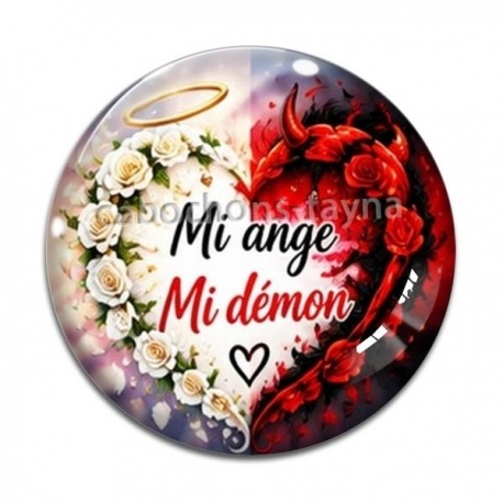 Cabochon Verre - mi ange mi démon