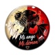 Cabochon Verre - mi ange mi démon