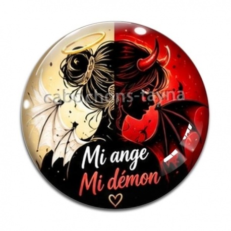 Cabochon Verre - mi ange mi démon