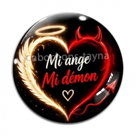 Cabochon Verre - mi ange mi démon