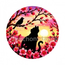 chat noir fleur