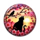 Cabochon Résine - chat noir fleur