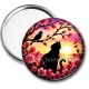 Miroir de poche - chat noir fleur