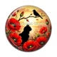 Cabochon Résine - chat noir fleur coquelicot